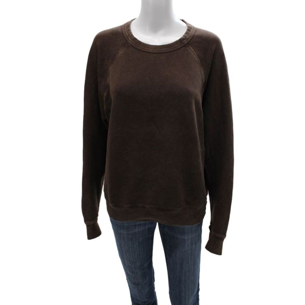 Splits 59 Womens Pullover Brown Cotton Crew Neck Long Sleeve Size S